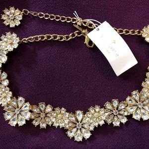 *NWT*KATE SPADE CLEAR AS CRYSTAL FLORAL NECKLACE